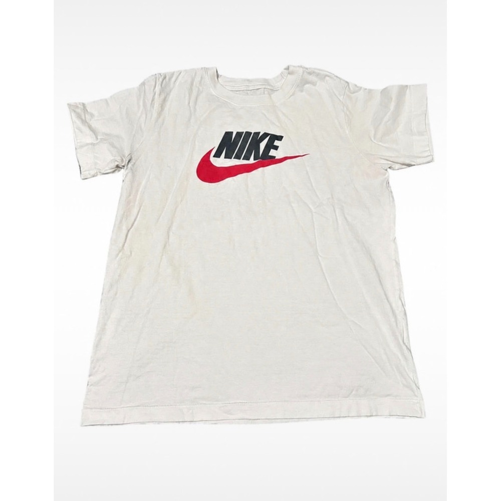Nike T-Shirt Boys Large White Excellent Futura Logo Graphic Short Sleeve Tee